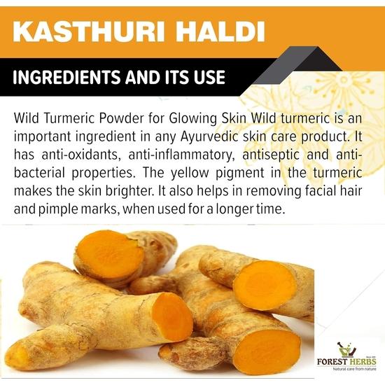 THE FOREST HERBS Natural Care from Nature Kasturi Haldi Powder For Natural Finish Face (100 Grams) For Glowing Skin | Kasturi Manjal | 100% Natural