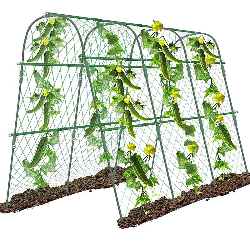 U-Shaped Plant Climbing Trellis for Vegetable Gardens - Plastic-Coated Steel Support for Beans and Cucumbers