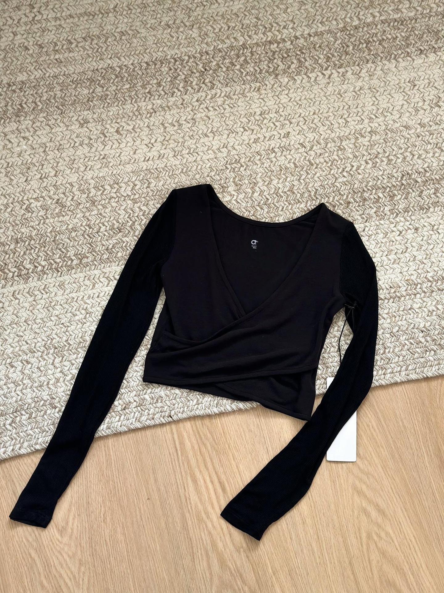 2025 Summer Women s Sexy Cross Long Sleeve Yoga Top - Slim Fit, Breathable, Comfortable Small