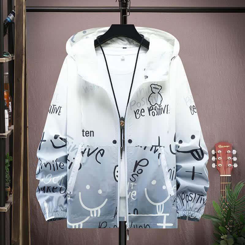 Men s Gradient Quick-Dry Hooded Sun Protection Jacket L
