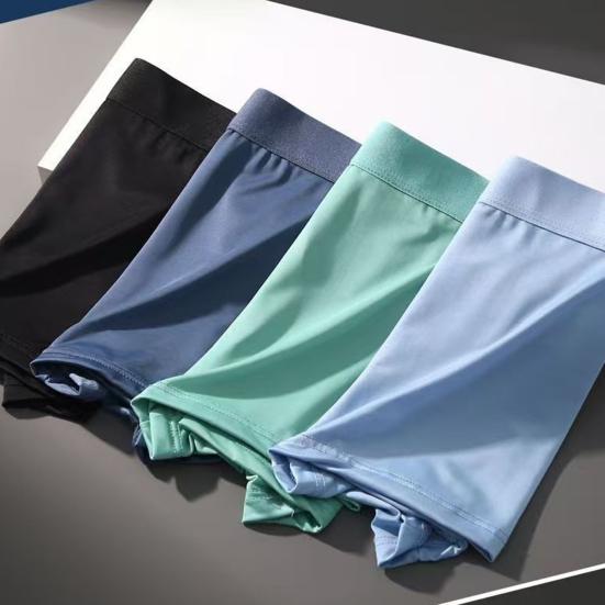 Men Boxer Underwear Elastic Mid-Waist Design Solid Color Shorts Briefs U-Convex Thin Soft Panties Daily Wear