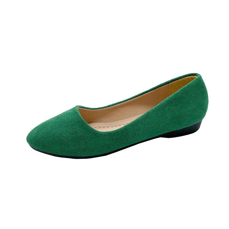 

Women s Green Suede Ballet Flats Comfortable Low Heel Slip-On Casual Shoes 35 зелёный