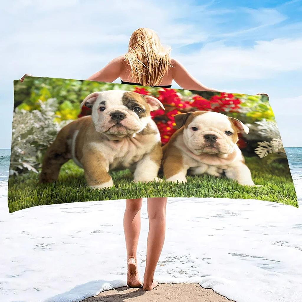 Asciugamani da Spiaggia e da Bagno con Fantasia Bulldog Francese, Grandi Dimensioni, Asciugamano da Viaggio, Piscina e Uso Interno, per Adulti e Bambini, Super Assorbenti