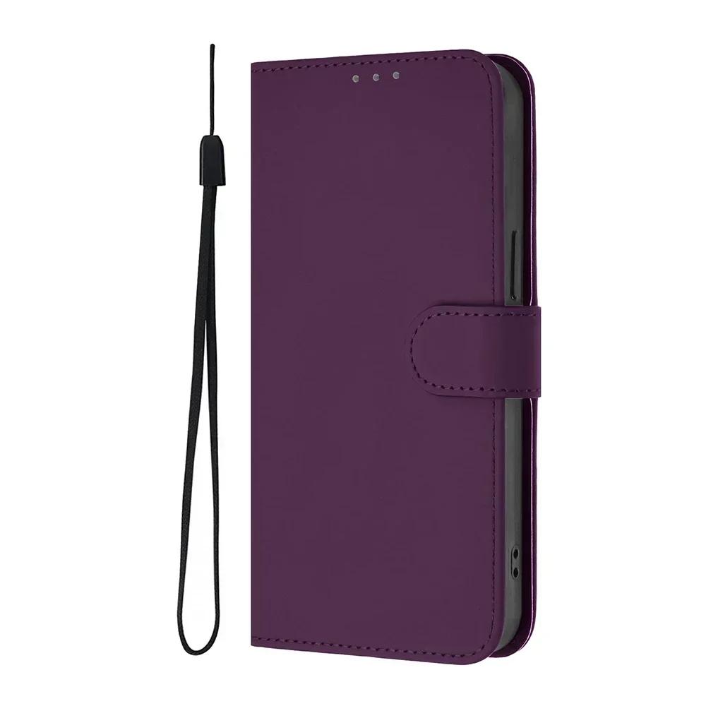 Solid Color Wallet Case for OPPO Find X7 Ultra X6 Pro X5 Lite A17 A18 A36 A38 A58 A78 A79 A96 A98 Card Holder Strap Phone Cover