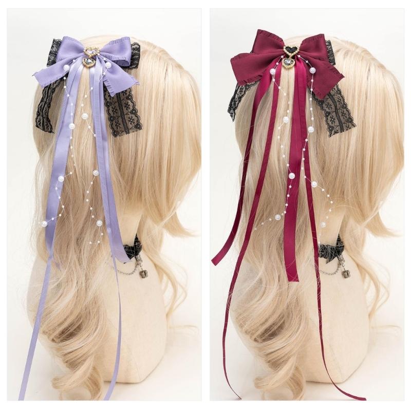 1Pair  Ribbon Bows Hair Barrettes Unique Solid Colors Fashion Hairpieces Elegant Accessories For Females