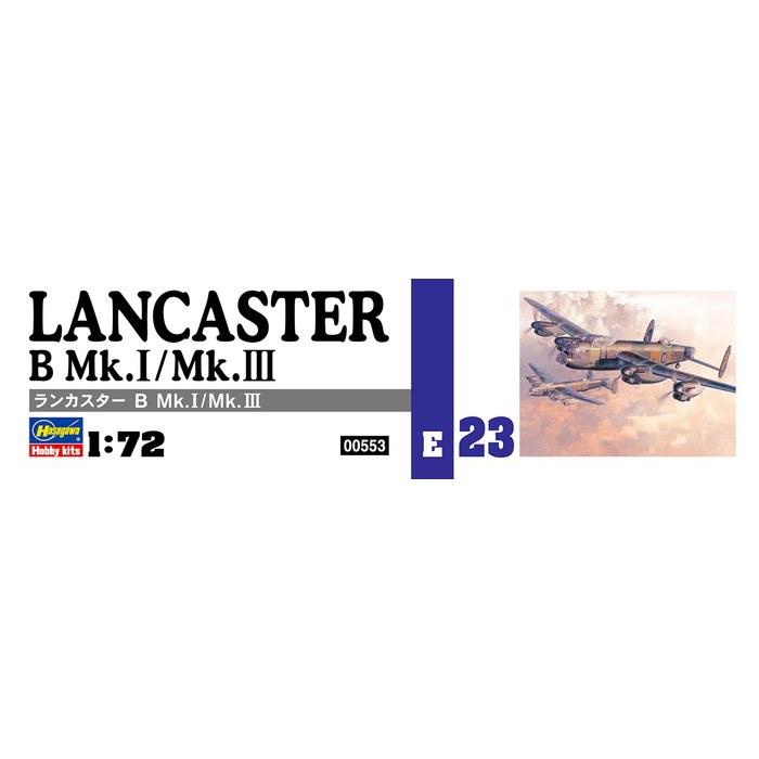 Hasegawa 1/72 British Air Force Lancaster B.Mk.I/Mk.III Plastic Model E23, 1 kit