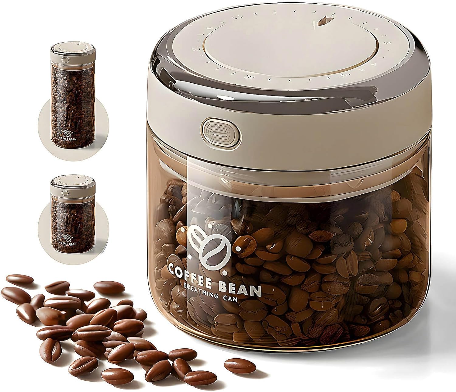

57oz Vacuum Seal Glass Coffee Canister - Airtight for Beans, Grounds & Pods, CO2 & Date Tracker
