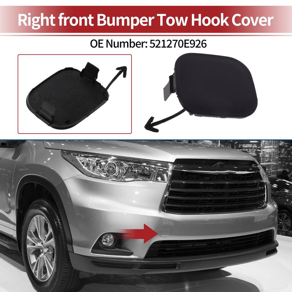 UXCELL Right Front Car Tow Hook Cover Cap for Toyota Highlander No.521270E926 Black 1Pc
