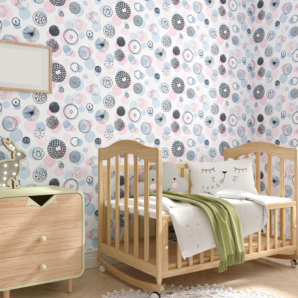CHIHUT Removable Wallpaper Wall Dot Geometric Scandinavian Suitable for Sliding Interior Living TV Decorative Sheet Sticker, Decal, 44.5x600cm,