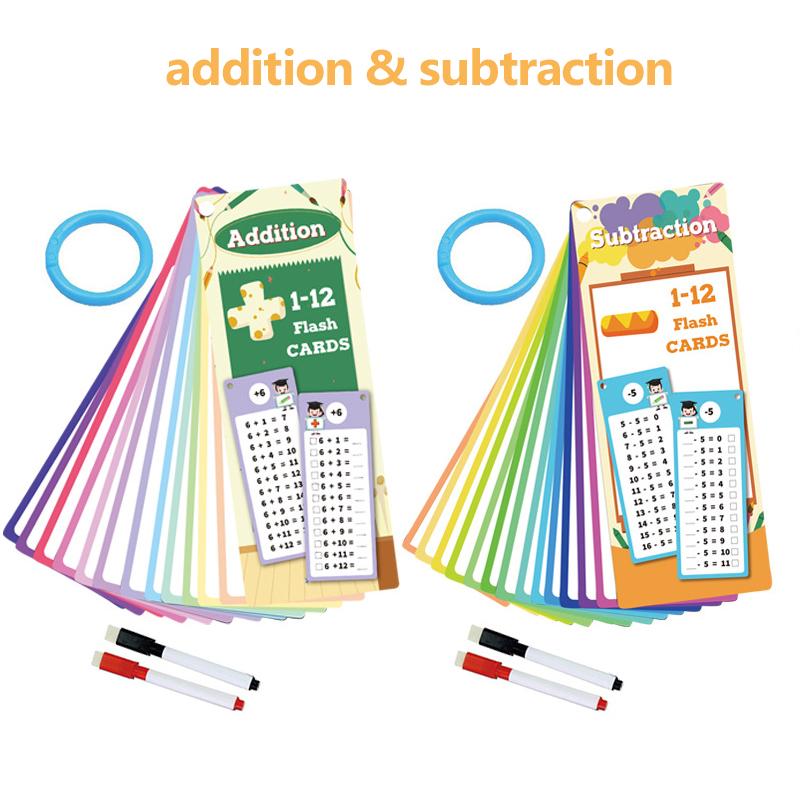Children Math Training Cards Kids Montessori Teaching Aid Math Practice Portable Erasable Card Book 0-12 Calculation TMZ