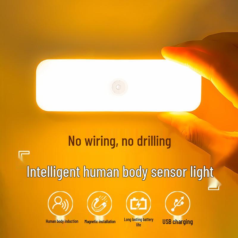 Smart Motion-Sensor LED Night Light with Wireless Charging for Hallways, Stairways, and Cabinets