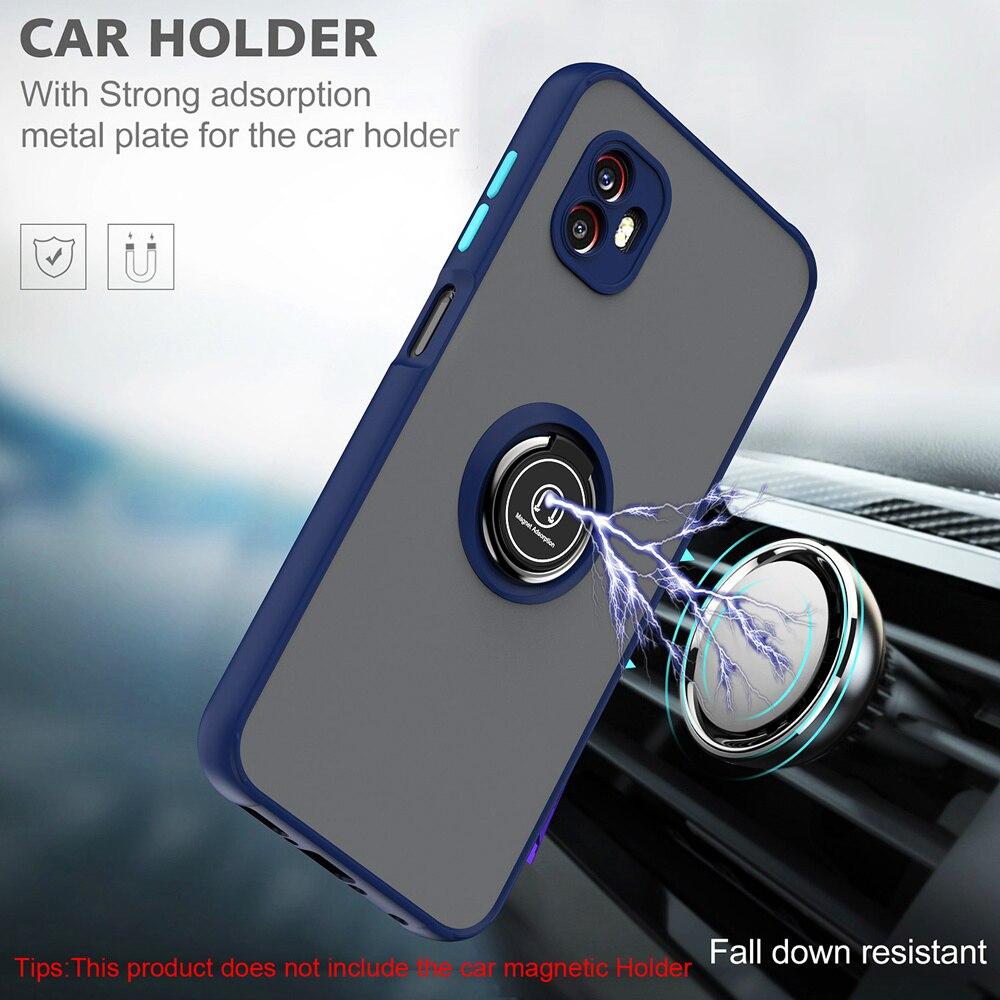 KEYSION Fashion Matte Case for Samsung XCover 6 Pro Transparent Shockproof Ring Stand Phone Back Cover for Galaxy XCover6 Pro 5G