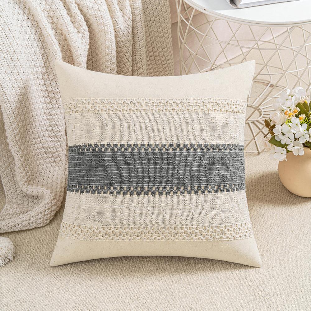 

Cotton Thread Splicing Pillow American Pastoral Style Living Room Sofa Pillow Woven Cushion Retro Imitation Cotton Linen Pillow Case 30 * 50cm without core