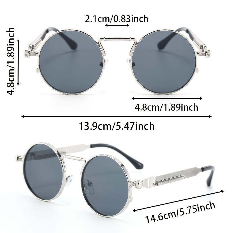 Metal 2pcs Fashion Frame Round Hip Hop Men Sunglasses For Women Vintage Daily Life Shades Eyewear Accessories