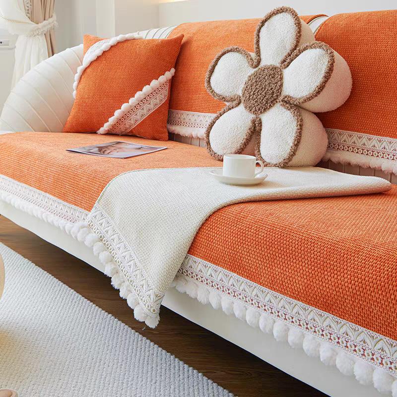 Small Fresh Chenille Sofa Cushion, Universal Anti-slip Living Room Cushion, Practical Sofa Towel for All Seasons