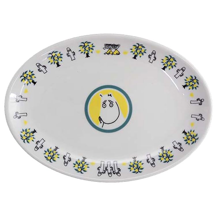 Yamaka Shoten Moomin Ceramic Dumpling Plate (23x16.5cm Oval) Serving Plate, Moomin 127070, Chinese Series, MOOMIN MM5701-324