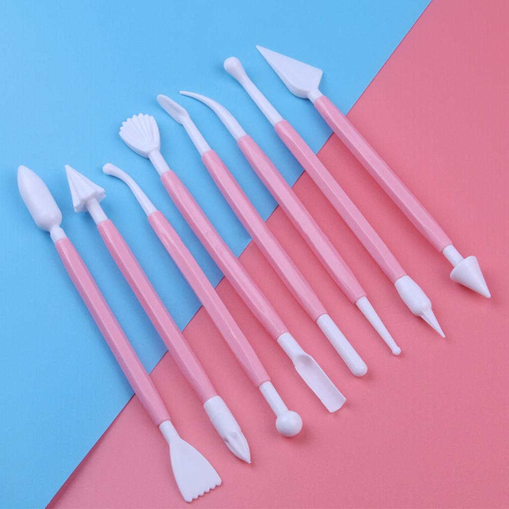 8Pcs Fondant Modeling Tools Safe Plastic Rich Style Detachable Head Cake Sculpting Tools for Home Kitchen DIY