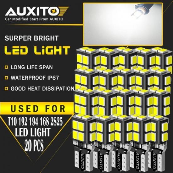 20X T10 192 168 194 W5W 2825 158 14-SMD 2835 Super White 6500K LED Light Bulb EA
