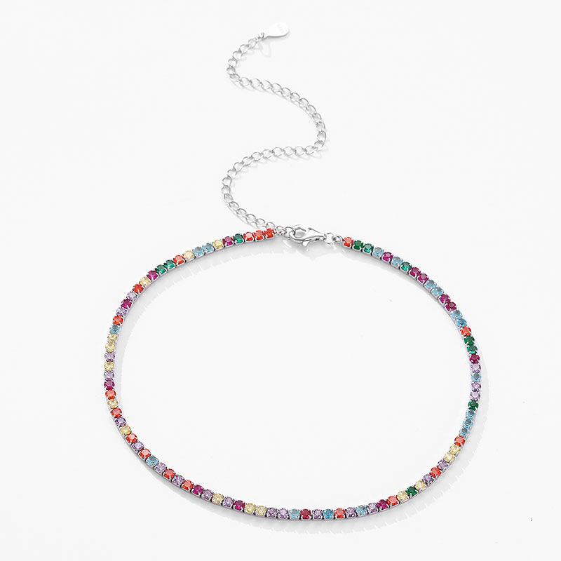Fashion S925 Sterling Silver Rainbow Cubic