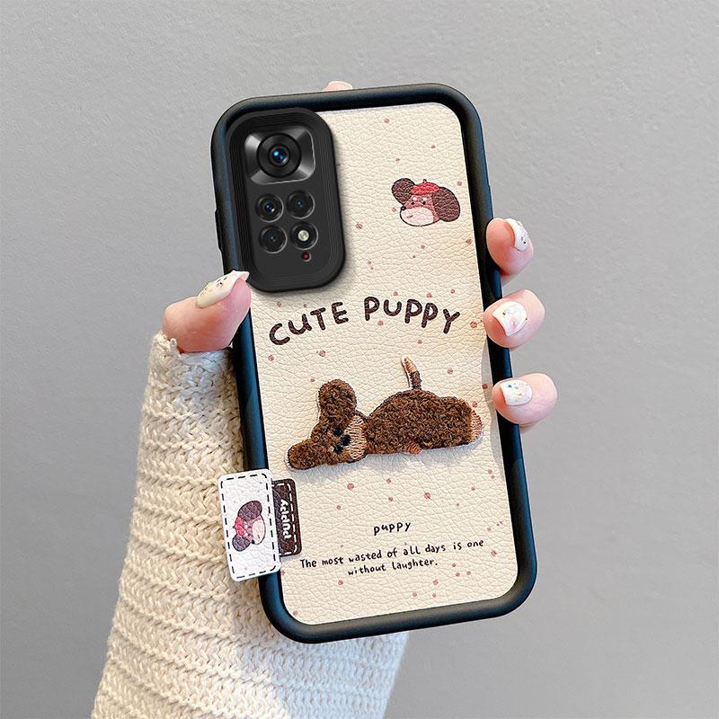 KEYSION Cartoon Cute Plush Embroidery Case for Redmi Note 11 Pro 5G 11S with Lanyard Silicone Shockproof Phone Cover for Redmi Note 12 Pro 4G