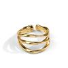 Xiaomi 925 Sterling Silver Rings for Women 3 Lines Gold Color Vintage Wedding Trendy Jewelry Large Adjustable Antique Rings Anillos