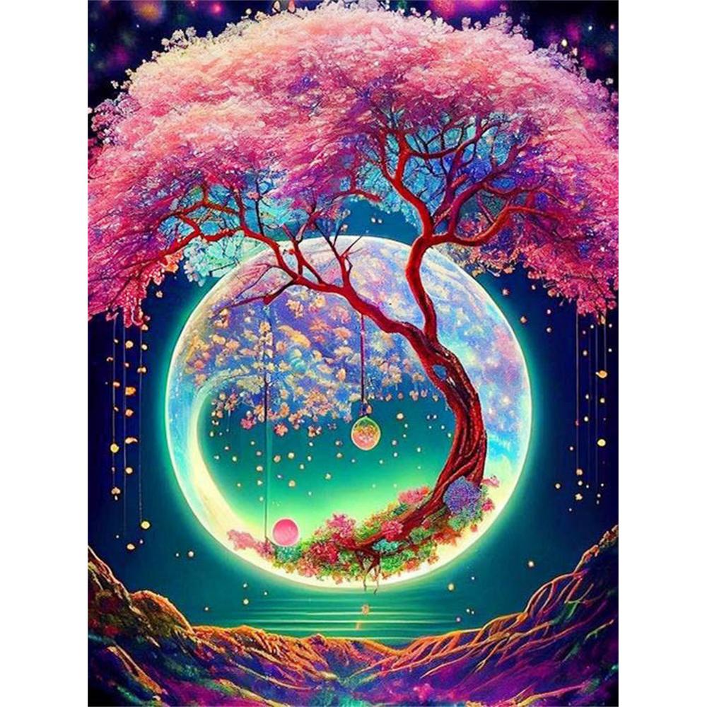 5D Diy Diamond Painting Fantasy Moon Tree Landscape Full Drill Rhinestones Mosaic Embroidery Handmade Products Home Decor Gift