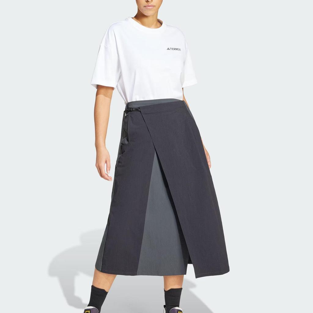 adidas X National Geographic Collaboration Terrex Disney Loose Versatile Comfortable Windproof Casual Long Skirt Women Skirts Black JD5843