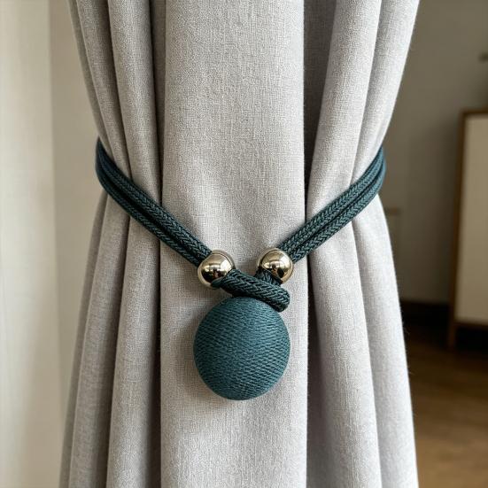 1 Pezzo Sganci tenda regolabile, Sgancio tenda in corda intrecciata con ciondolo a sfera, Supporto decorativo per tende per finestre di stanze, Tende