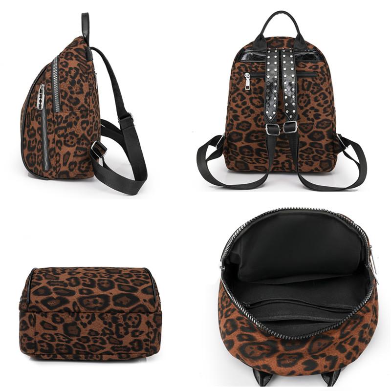 Fashion Trendy Girl Large Capacity Backpack Luxury Leopard Print Design Nylon Shoulder Bag New High Quality Teenagers Casual Bag