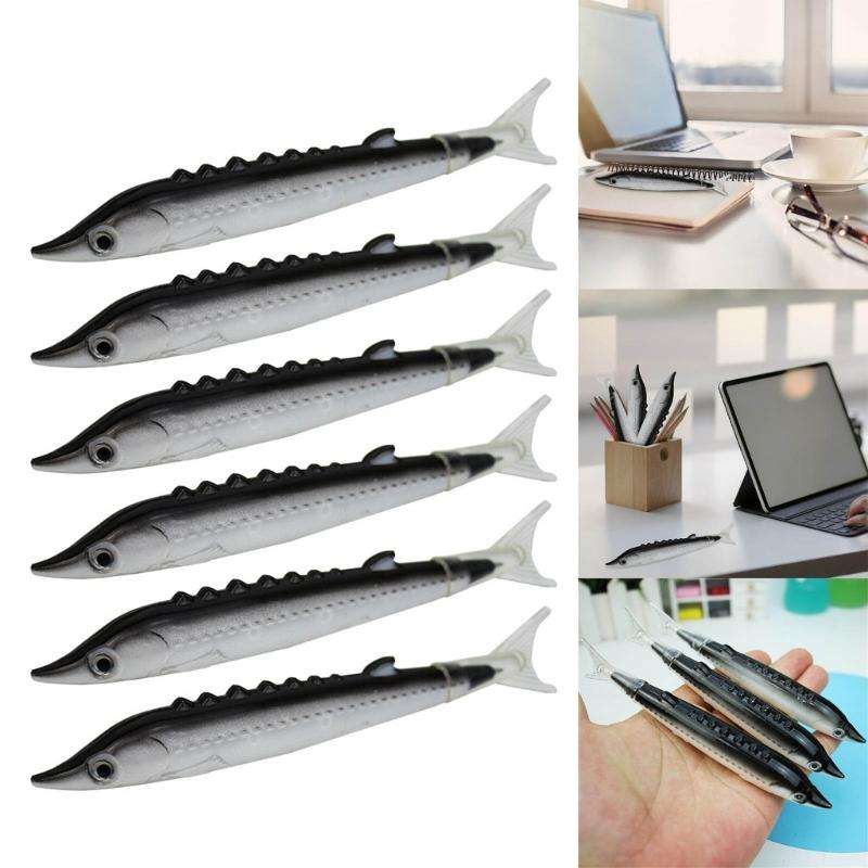6Pcs Fish Shape Ballpoint Pen Novelty Writing Pen Christmas Stocking Fillers for Student Reward Birthday Party Favor