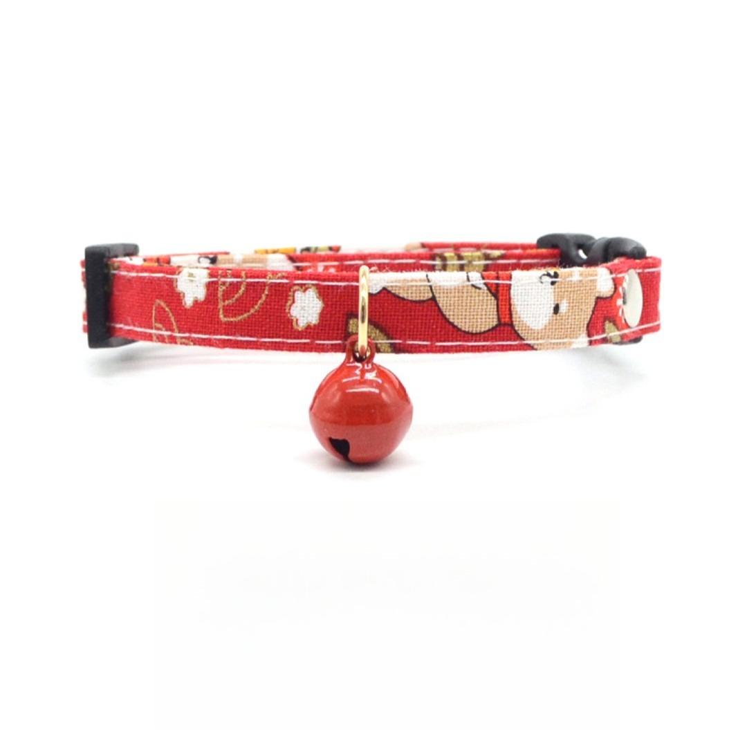 

Cute Red Pet Collar with Bells Kitten Cat Collar Kitten Accessories for Pets Cats S 18-25CM