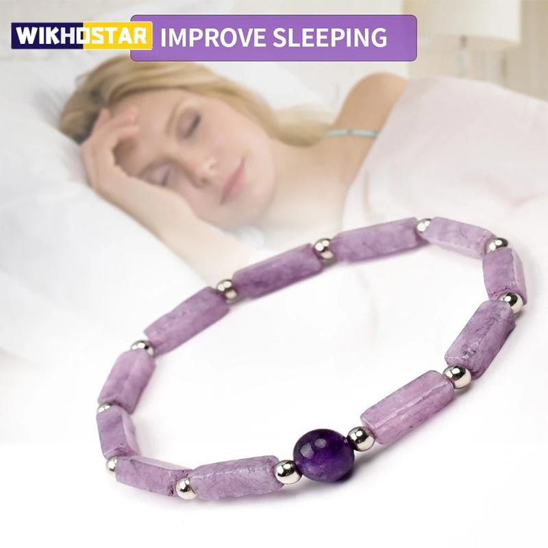 Chic Purple Glass Stone Bead Strand Bracelet Elegant Energy Bracelet For Casual Workdays