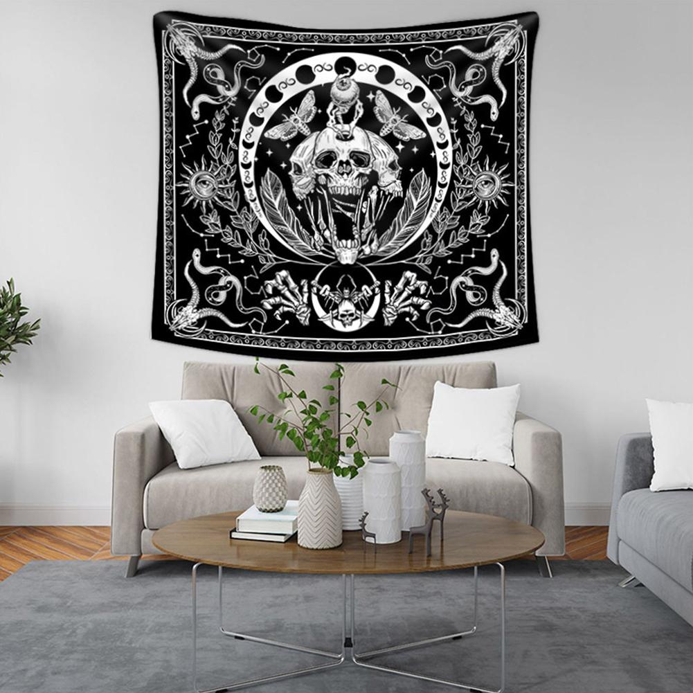 Skull Wall Hanging Tapestry Washable Rectangle Background Wall Cloth For Bedroom Living Room Dorm Decor