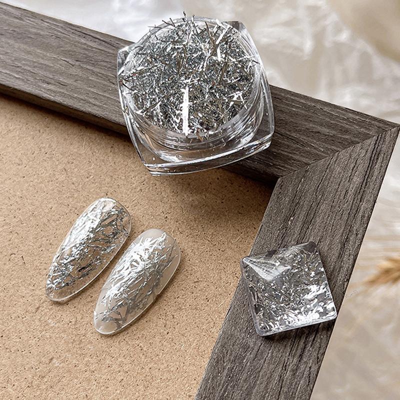 Блестки для ногтей Алюминиевые 3D Глиттеры Чешуйки Фольги Для Маникюра Золотые Серебряные Неправильные Украшения для Арт-Дизайна Ногтей Маникюрные Шармы Салон A