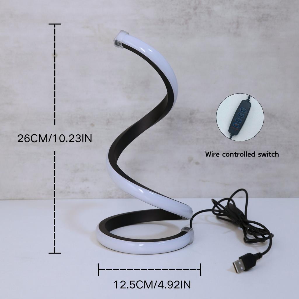 1Pc LED Spiral Table Lamp Modern Three Speed Dimming USB Power Button Switch Bedroom Decorative Table Lamp