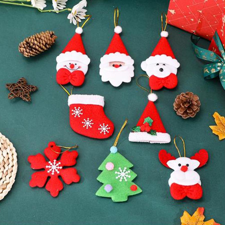 4PCS Christmas Felt Ornaments Set - Santa Snowman Tree Stocking Hanging Decorations for Xmas Tree & Holiday Party