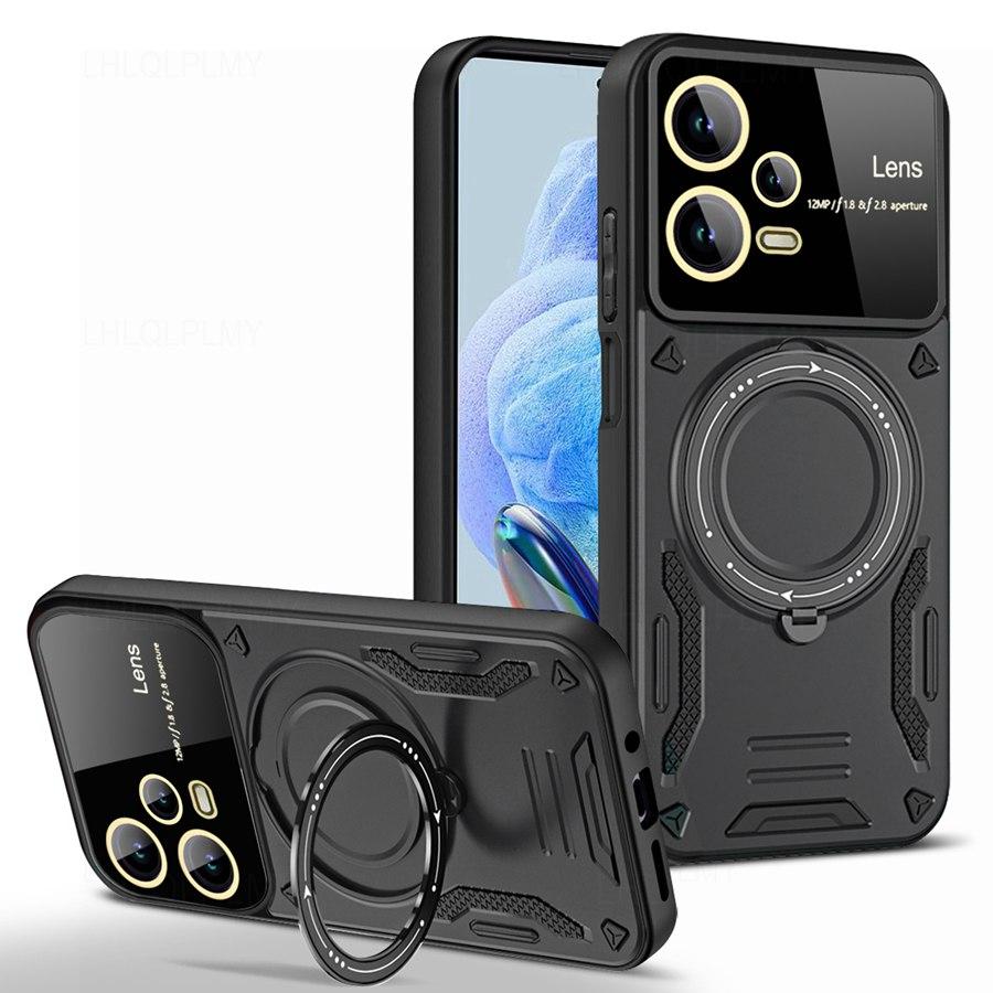 Rotating Bracket Big Lens Protection Cover For Xiaomi Redmi Note 14 10 11 12 13 Pro 5G 15 13T 15T 14T Poco F8 M8 C85 X7 C75 14C 13C 15C Armor Case