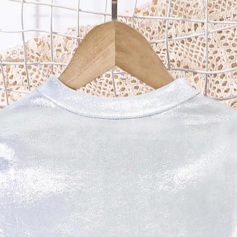 Girls Summer Suit 2025 Children Clothes Gold-stitched Knitted Short Sleeve Tshirt + Cargo Trousers Casual Sports Set