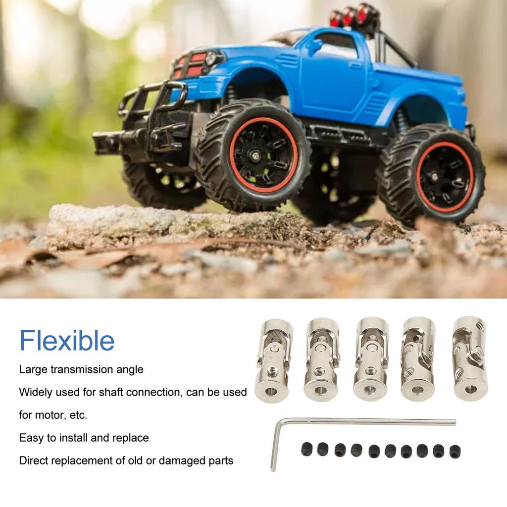 5PCS 3mm Universal Joint Shaft Coupling High Strength Steel 2 Section Universal Joint Coupling Connector for RC Car Boat
