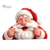 Festive Window Murals Peeking Santa Claus Static Cling, 3D Effect Christmas Wall Stickers Sticker, Reusable Glass Decal for Home Holiday Decor