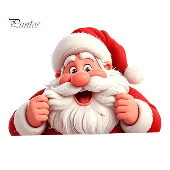 Festive Window Murals Peeking Santa Claus Static Cling, 3D Effect Christmas Wall Stickers Sticker, Reusable Glass Decal for Home Holiday Decor