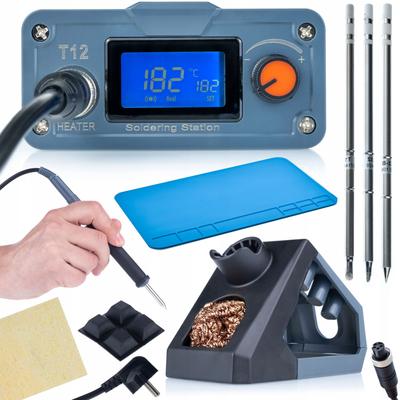 Rosfix Orange Akbash OLED T12OAO Electric PRO Series T12 Soldering Station Kit + T12 Tips (T12-D32 and T12-BC4) + Silicone Soldering Mat