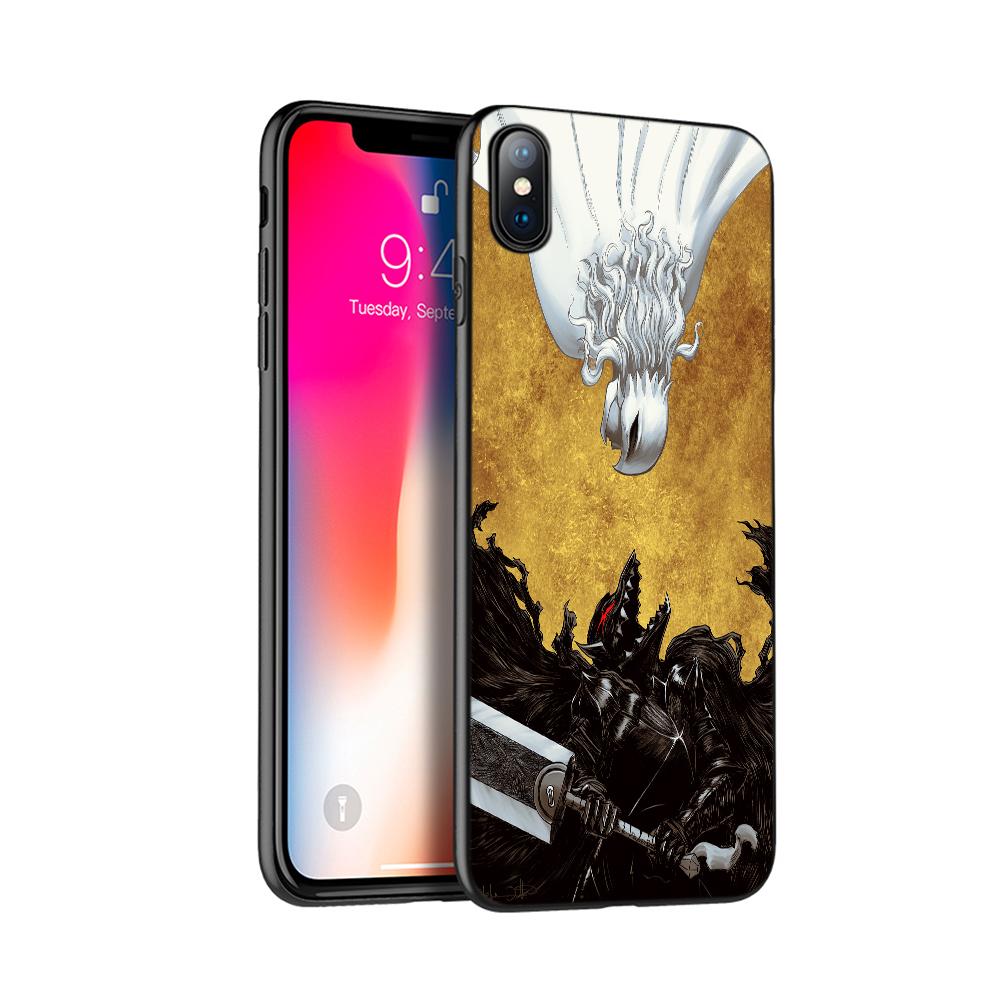 Black Tpu Case for Iphone 5 5s SE 2020 6 6s 7 8 Plus X 10 Case Cover for Iphone XR XS 11 Pro MAX Case Berserk Guts Anime Cool