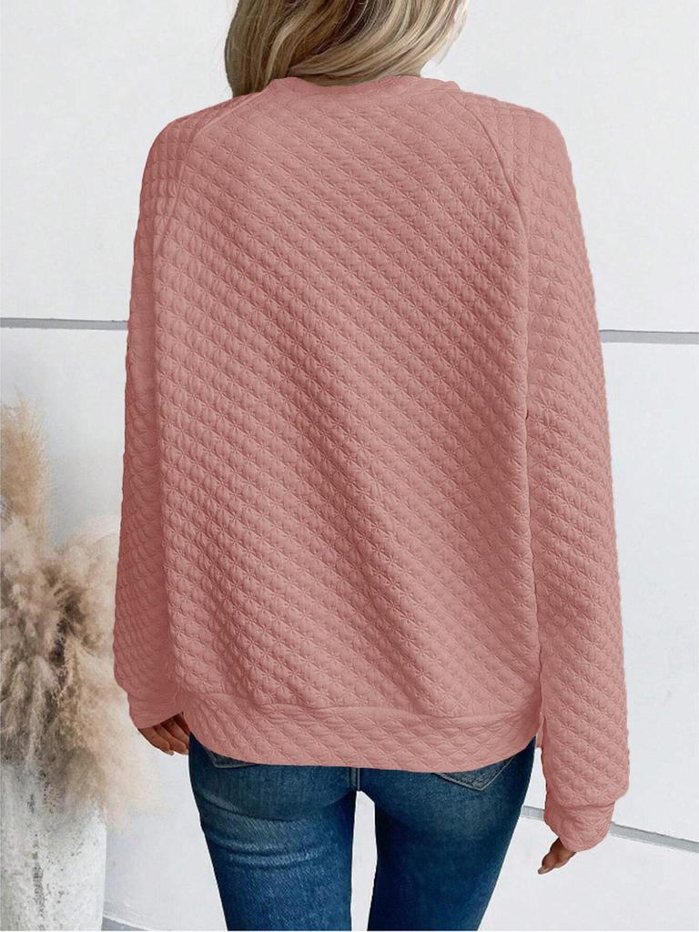 2025 Autumn/Winter Women's Solid Deep V-Neck Patchwork Long Sleeve Casual Sweatshirt