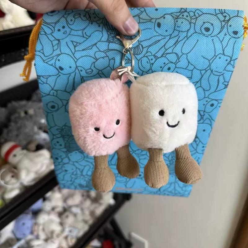 New Fun Marshmallow Plush Doll Pendant Keychain Cartoon Cute Soft Doll Couple Pendant Decoration Bag Accessories Xmas Gifts