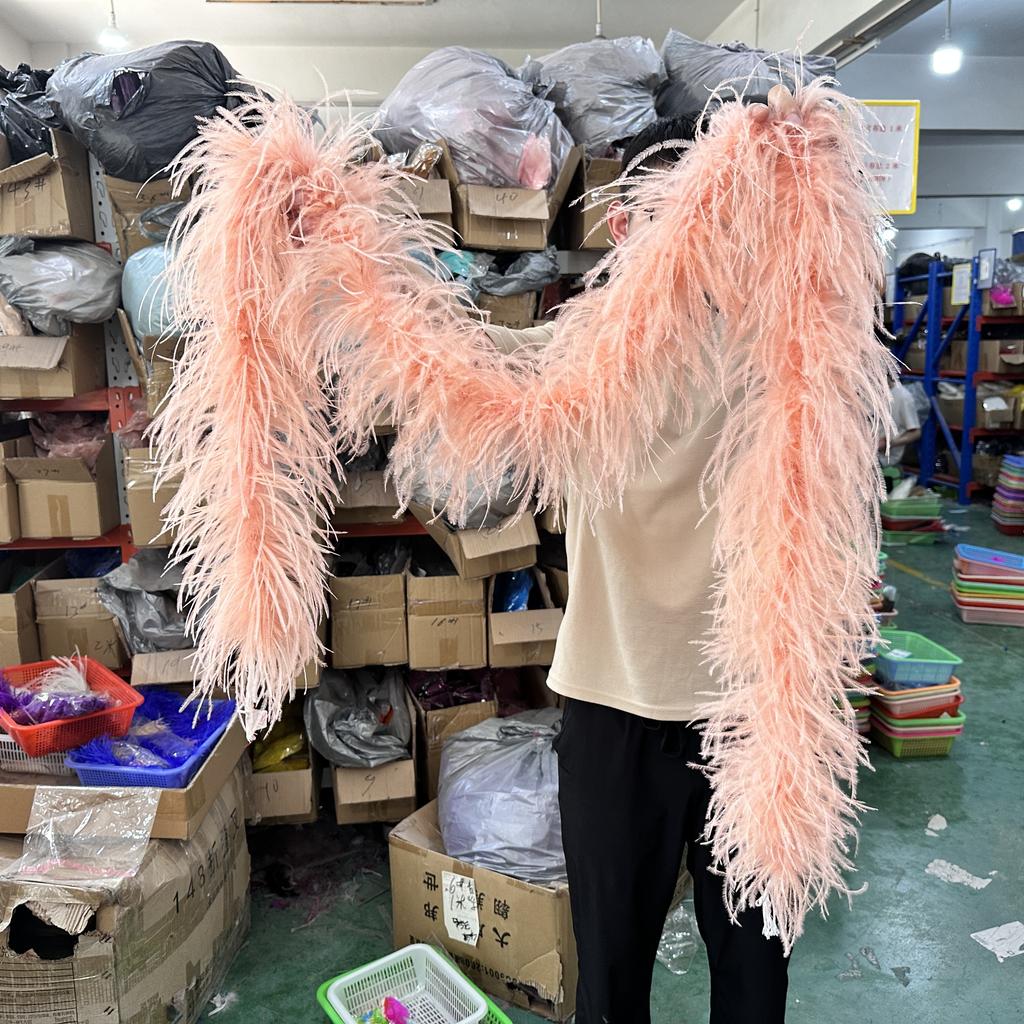 DIY 1/2/3/6/10 Ply Natural White Ostrich Feathers Boa Trim for Craft Wedding Party Festival Clothing Decoration Plumes Shawl 2M
