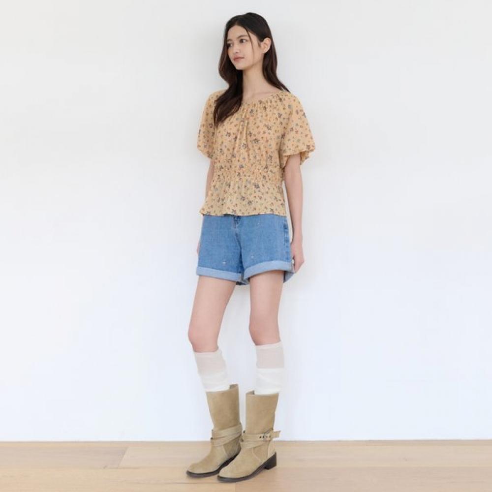 Thursday Island Women Flower Pattern Banding Blouse T264mbl274w