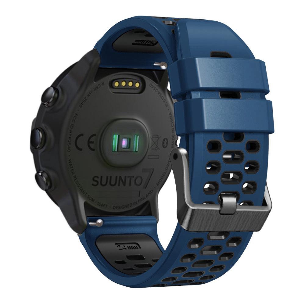 For Suunto 7/9/9 Baro Dual-color Silicone Watch Band 24mm Multi-hole Design Quick Release Wristband Strap