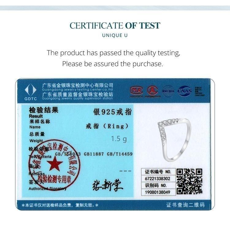 Anel de moissanite em formato de V BAMOER delicado anel de diamante de laboratório 925 prata esterlina para mulheres joias de casamento e noivado