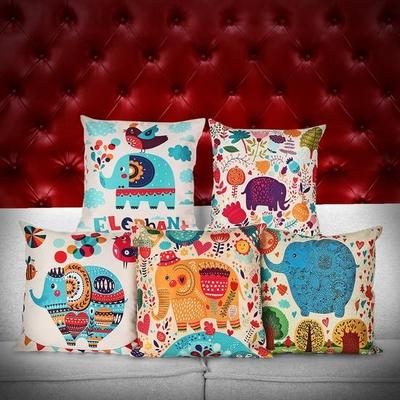 Rozverný a barevný sloní dekorativní polštářový set 5 kusů